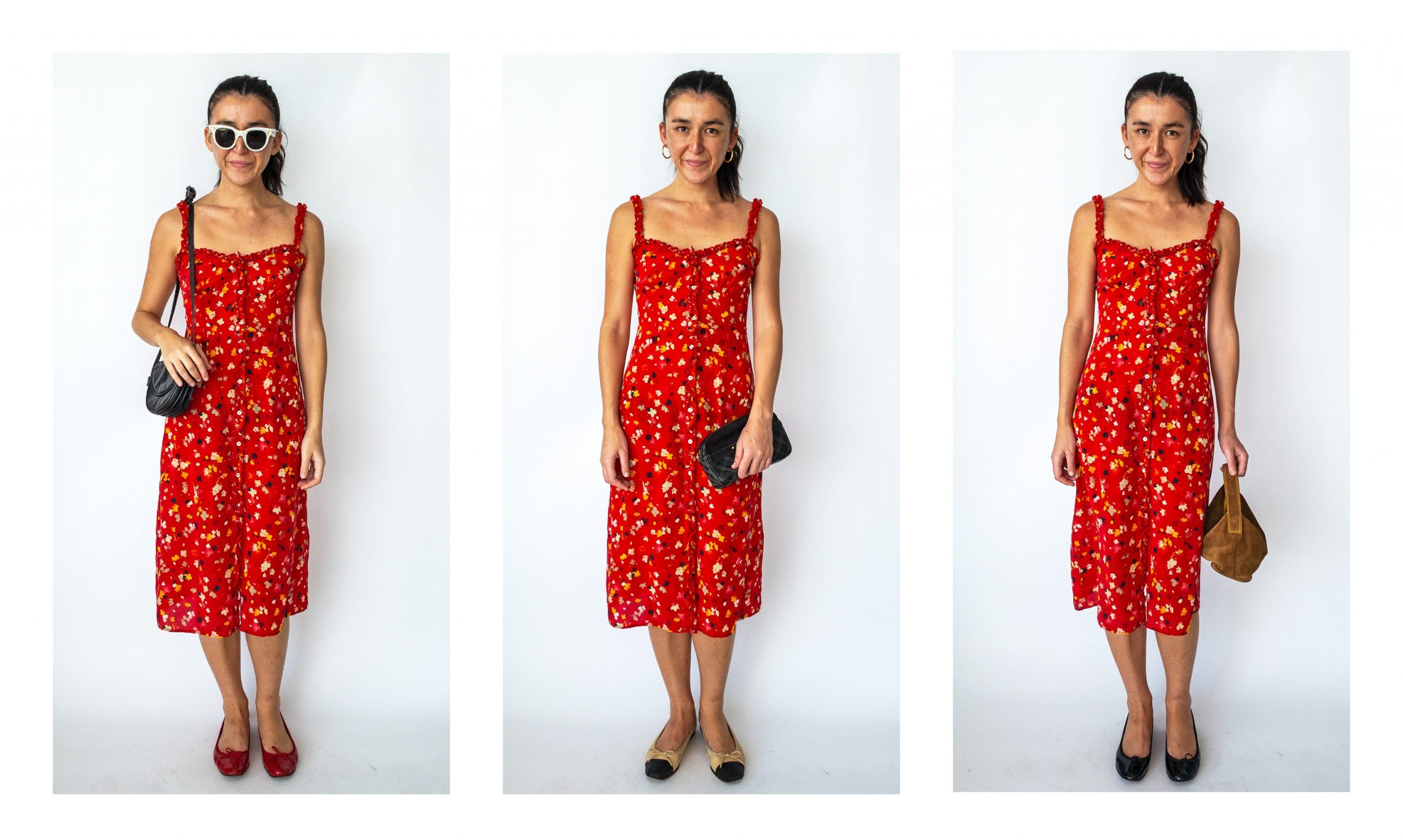 Midi dress with ballet flats outfits