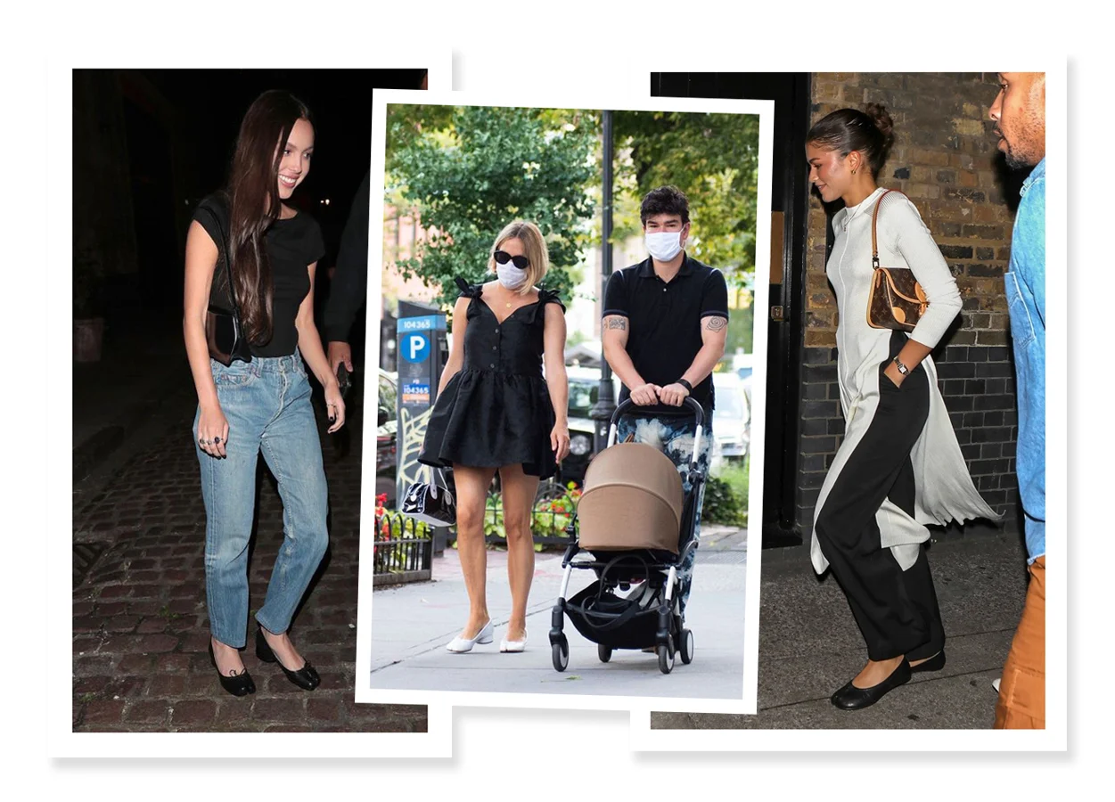 Photos showing Olivia Rodrigo, Chloë Sevigny, and Zendaya wearing Margiela tabi flats